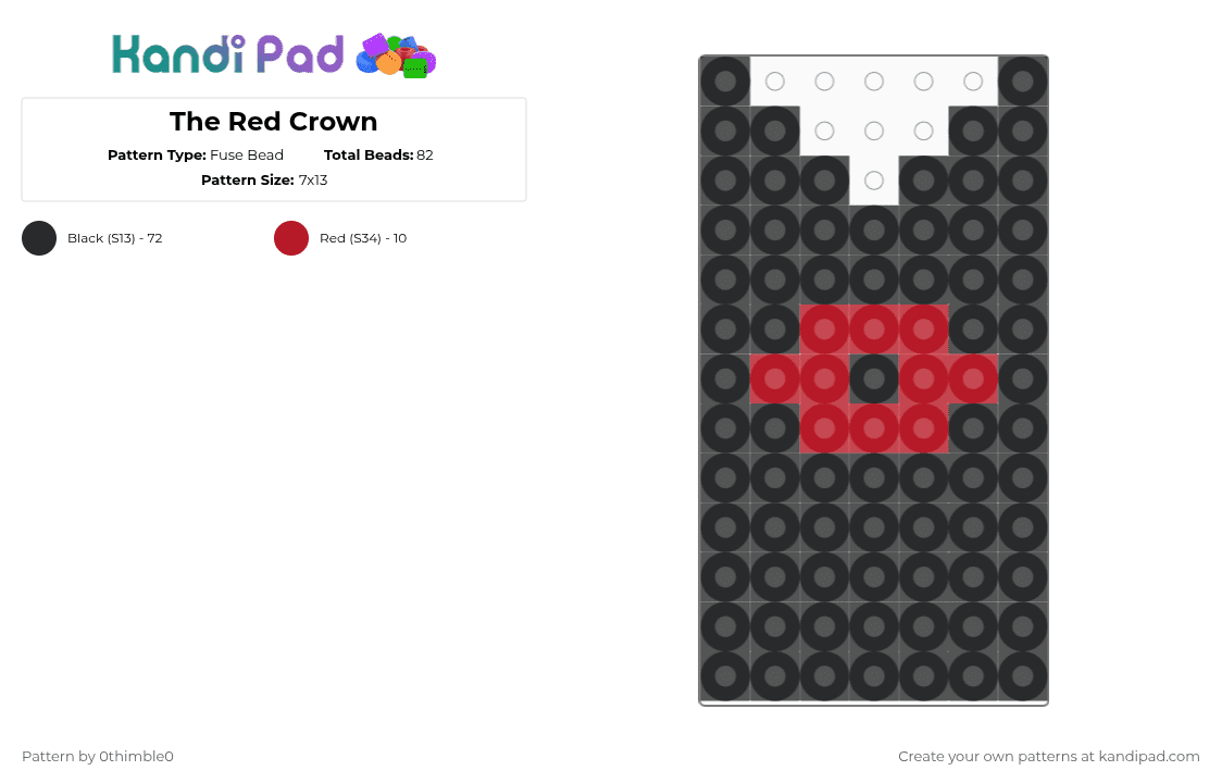 The Red Crown - Fuse Bead Pattern by 0thimble0 on Kandi Pad - black