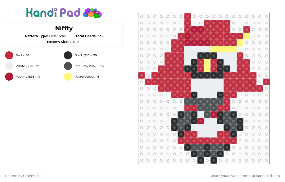 Niffty - Fuse Bead Pattern by 0thimble0 on Kandi Pad - red