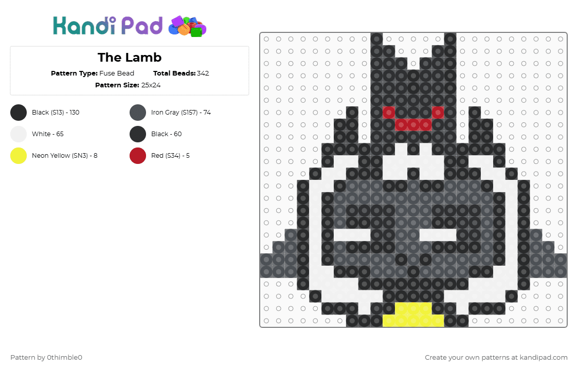 The Lamb - Fuse Bead Pattern by 0thimble0 on Kandi Pad - black,purple