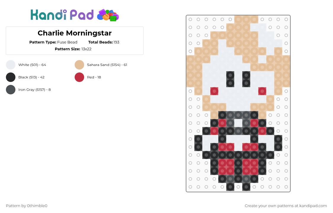 Charlie Morningstar - Fuse Bead Pattern by 0thimble0 on Kandi Pad - beige