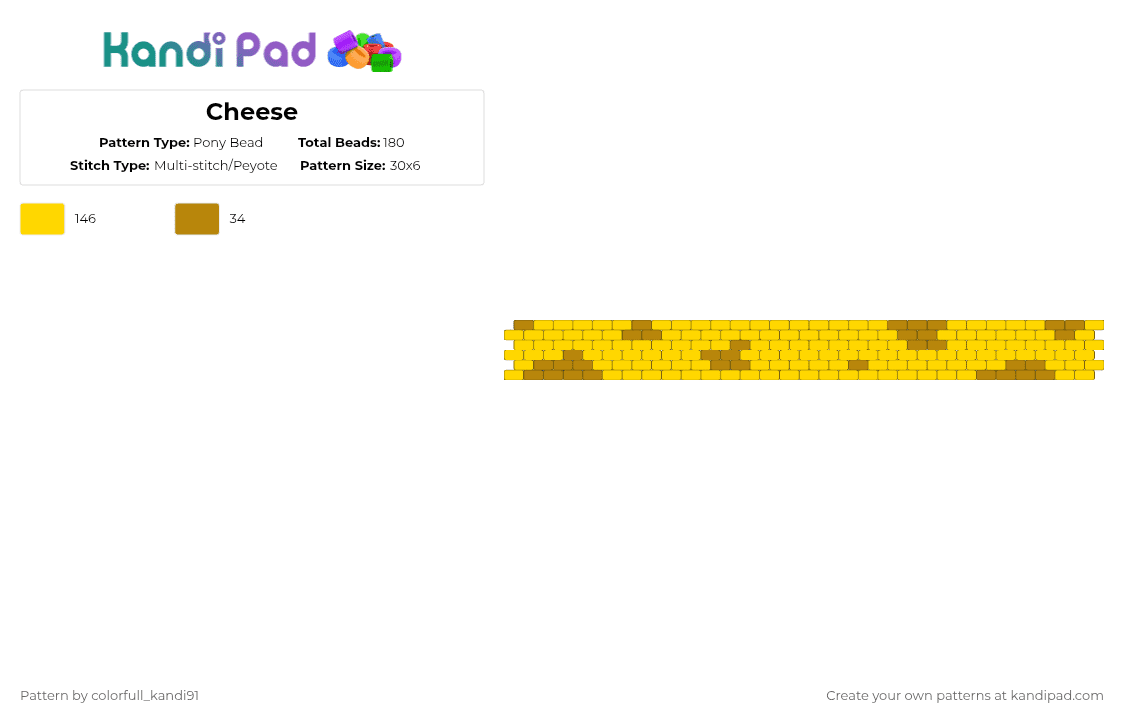 Cheese - Pony Bead Pattern by colorfull_kandi91 on Kandi Pad - yellow