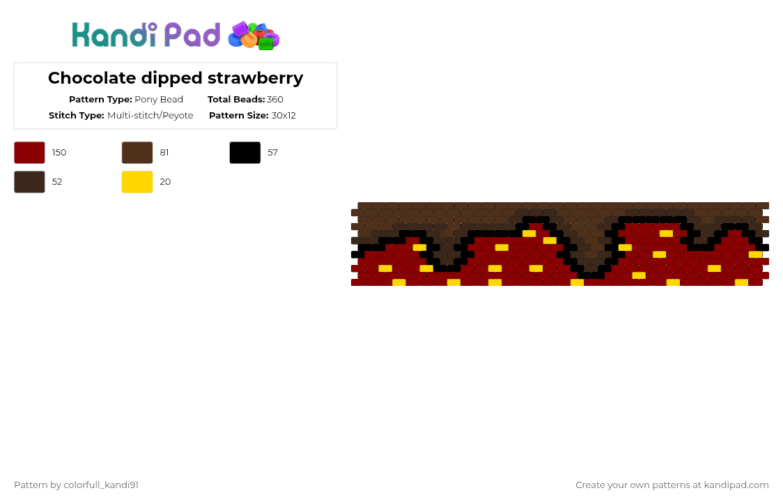 Chocolate dipped strawberry - Pony Bead Pattern by colorfull_kandi91 on Kandi Pad - brown,red