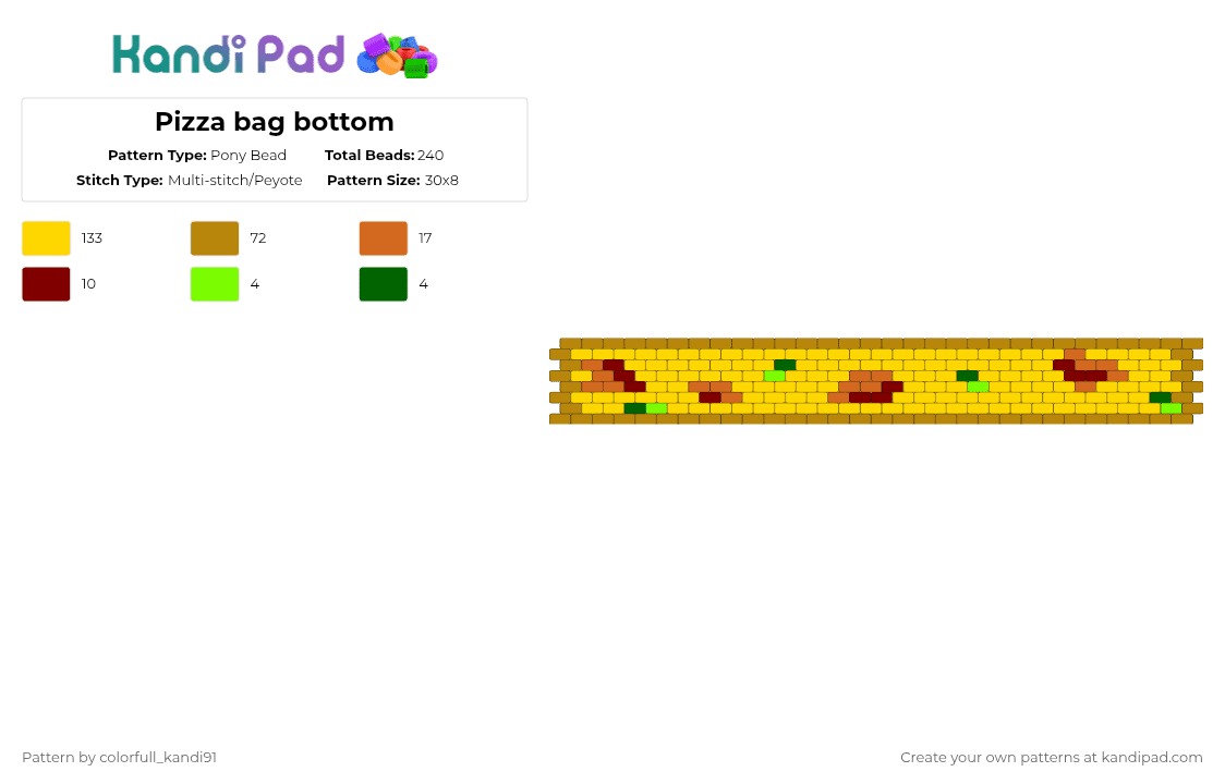 Pizza bag bottom - Pony Bead Pattern by colorfull_kandi91 on Kandi Pad - yellow,gold
