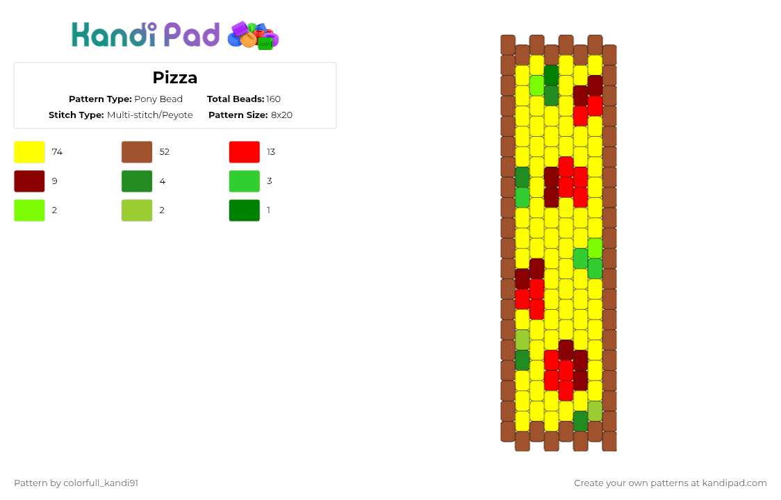 Pizza - Pony Bead Pattern by colorfull_kandi91 on Kandi Pad - red,yellow