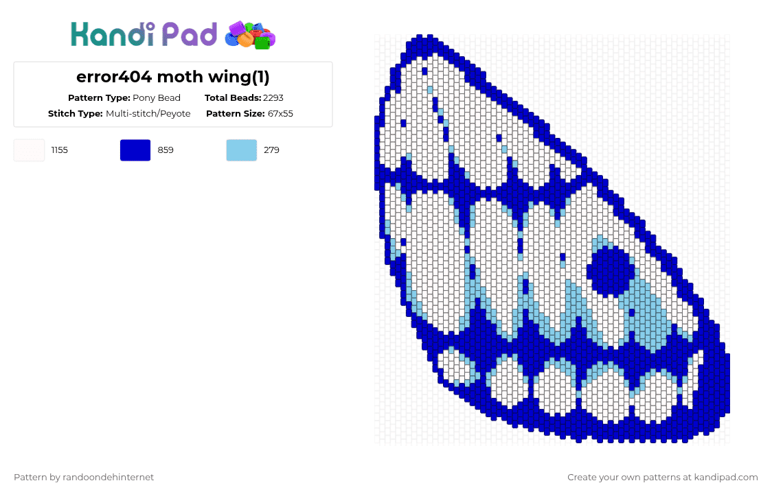 error404 moth wing(1) - Pony Bead Pattern by randoondehinternet on Kandi Pad - purple