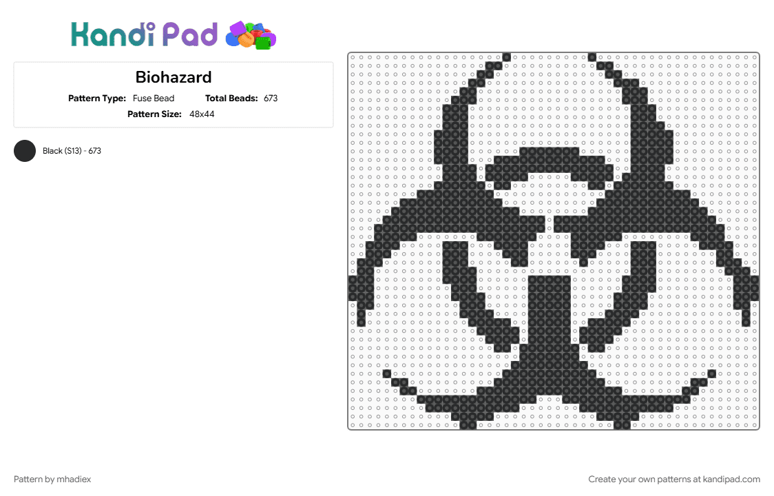 Biohazard - Fuse Bead Pattern by mhadiex on Kandi Pad - black