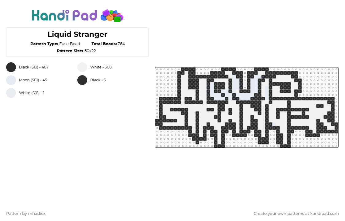Liquid Stranger - Fuse Bead Pattern by mhadiex on Kandi Pad - black,white