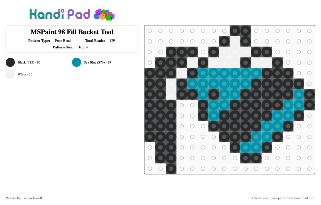 MSPaint 98 Fill Bucket Tool - Fuse Bead Pattern by casperclawell on Kandi Pad - black, cotdfill, teal, white
