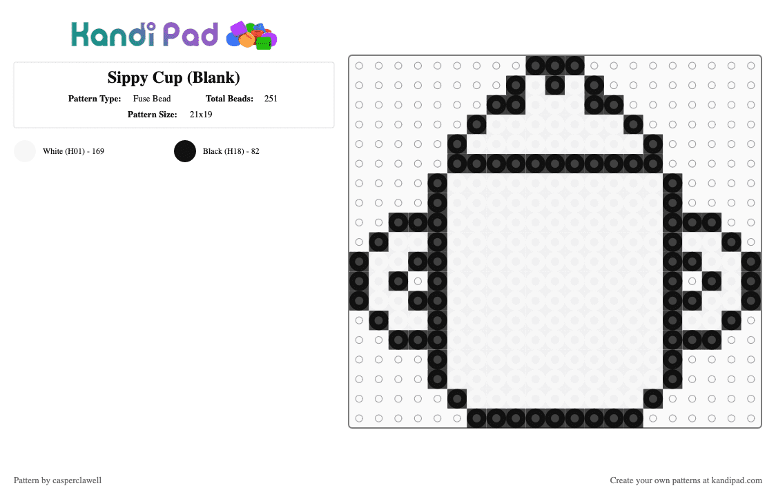 Sippy Cup (Blank) - Fuse Bead Pattern by casperclawell on Kandi Pad - agere, baby, base, black, bottle, drink, white
