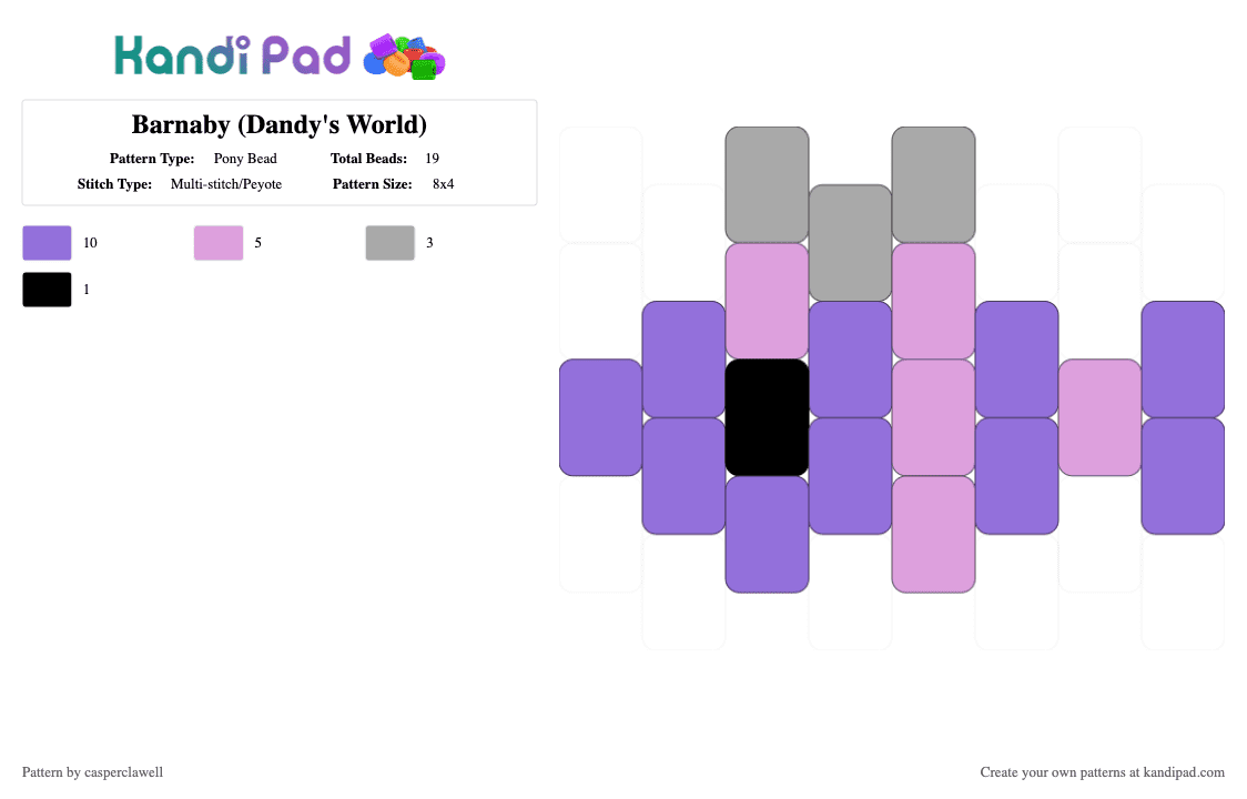 Barnaby (Dandy\'s World) - Pony Bead Pattern by casperclawell on Kandi Pad - purple