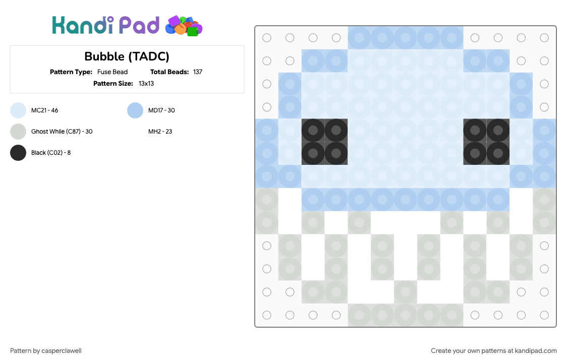 Bubble (TADC) - Fuse Bead Pattern by casperclawell on Kandi Pad - blue, bubble, tadc, the amazing digital circus, white