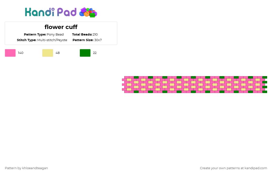 flower cuff - Pony Bead Pattern by khloeandcolt on Kandi Pad - pink