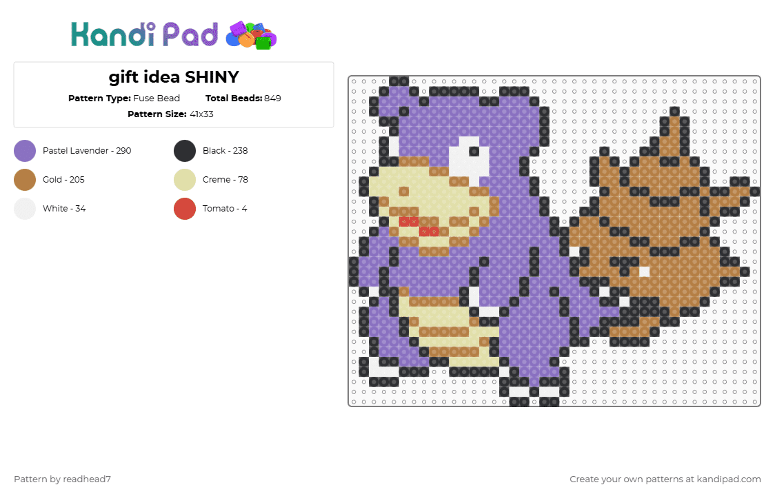 gift idea SHINY - Fuse Bead Pattern by readhead7 on Kandi Pad - blue,tan