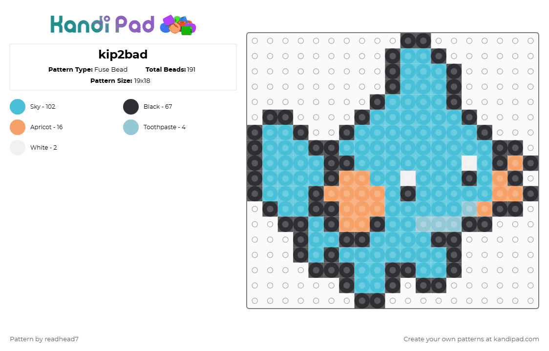 kip2bad - Fuse Bead Pattern by readhead7 on Kandi Pad - light blue