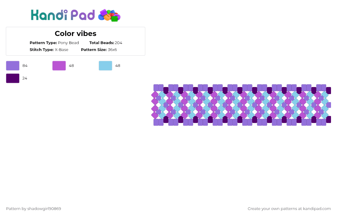 Color vibes - Pony Bead Pattern by shadowgirl90869 on Kandi Pad - purple
