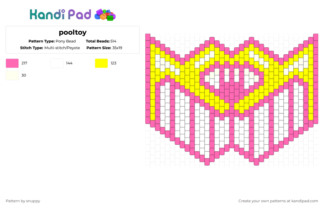 pooltoy - Pony Bead Pattern by snuppy on Kandi Pad - pink,yellow,furry,pooltoy