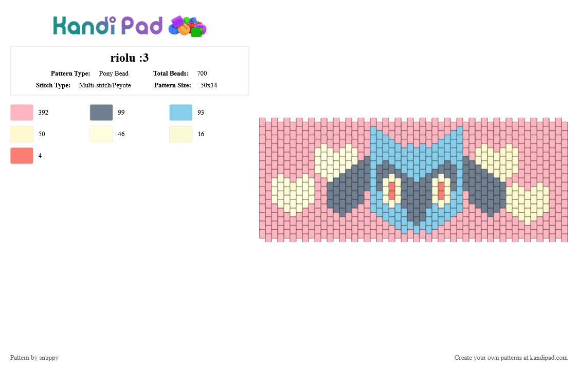 riolu :3 - Pony Bead Pattern by snuppy on Kandi Pad - pink