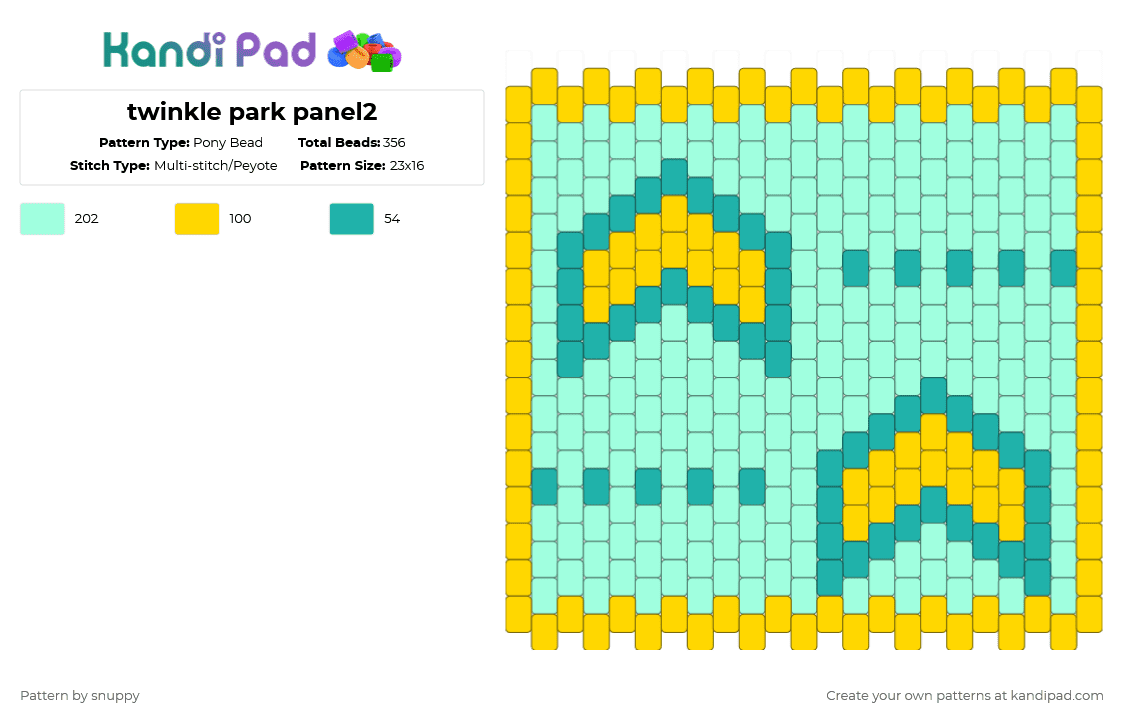 twinkle park panel2 - Pony Bead Pattern by snuppy on Kandi Pad - yellow,teal
