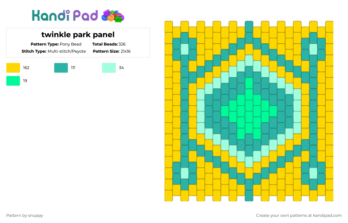 twinkle park panel - Pony Bead Pattern by snuppy on Kandi Pad - yellow,teal