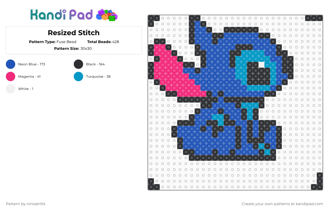 Resized Stitch - Fuse Bead Pattern by ninisen94 on Kandi Pad - blue