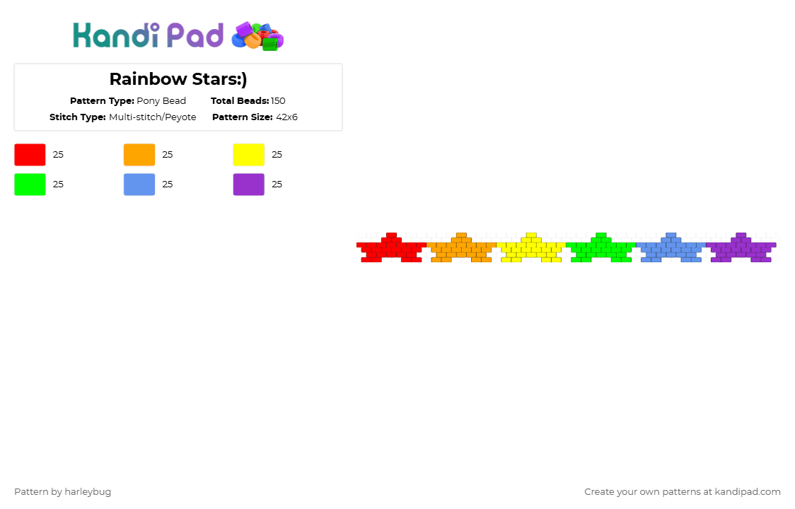 Rainbow Stars:) - Pony Bead Pattern by sambug on Kandi Pad - orange,green,purple,colorful,star,rainbow star,rainbow
