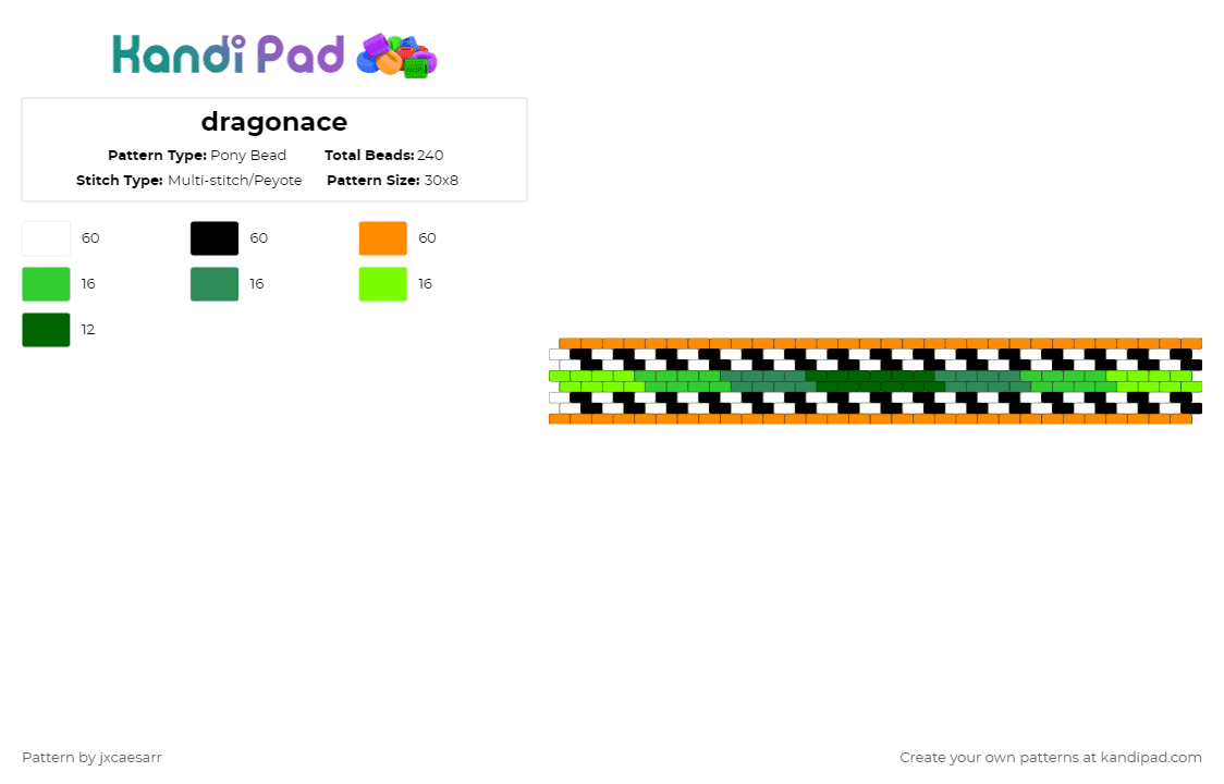 dragonace - Pony Bead Pattern by jxcaesarr on Kandi Pad - green, orange, rahh, recallahollowheart, roblox, roblox arg