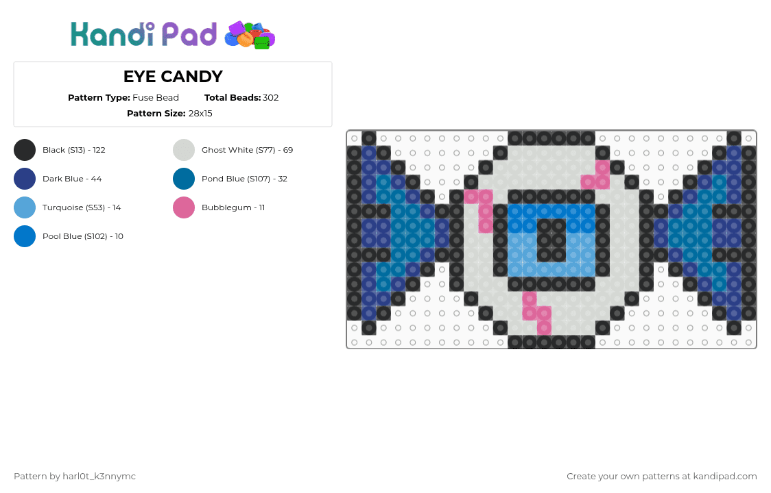 EYE CANDY - Fuse Bead Pattern by m1ndl3ss_ch3m1cal on Kandi Pad - blue