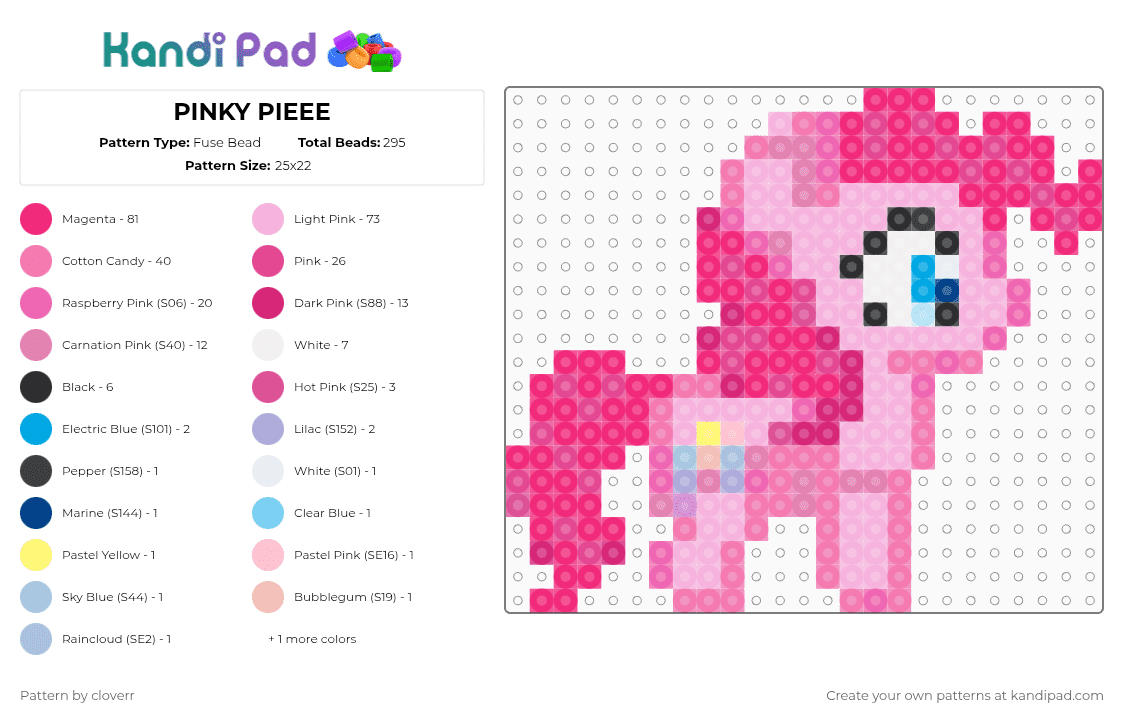 PINKY PIEEE - Fuse Bead Pattern by cloverr on Kandi Pad - pink