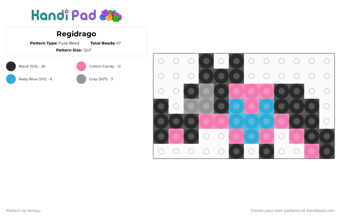 Regidrago - Fuse Bead Pattern by tenryu on Kandi Pad - black,pink
