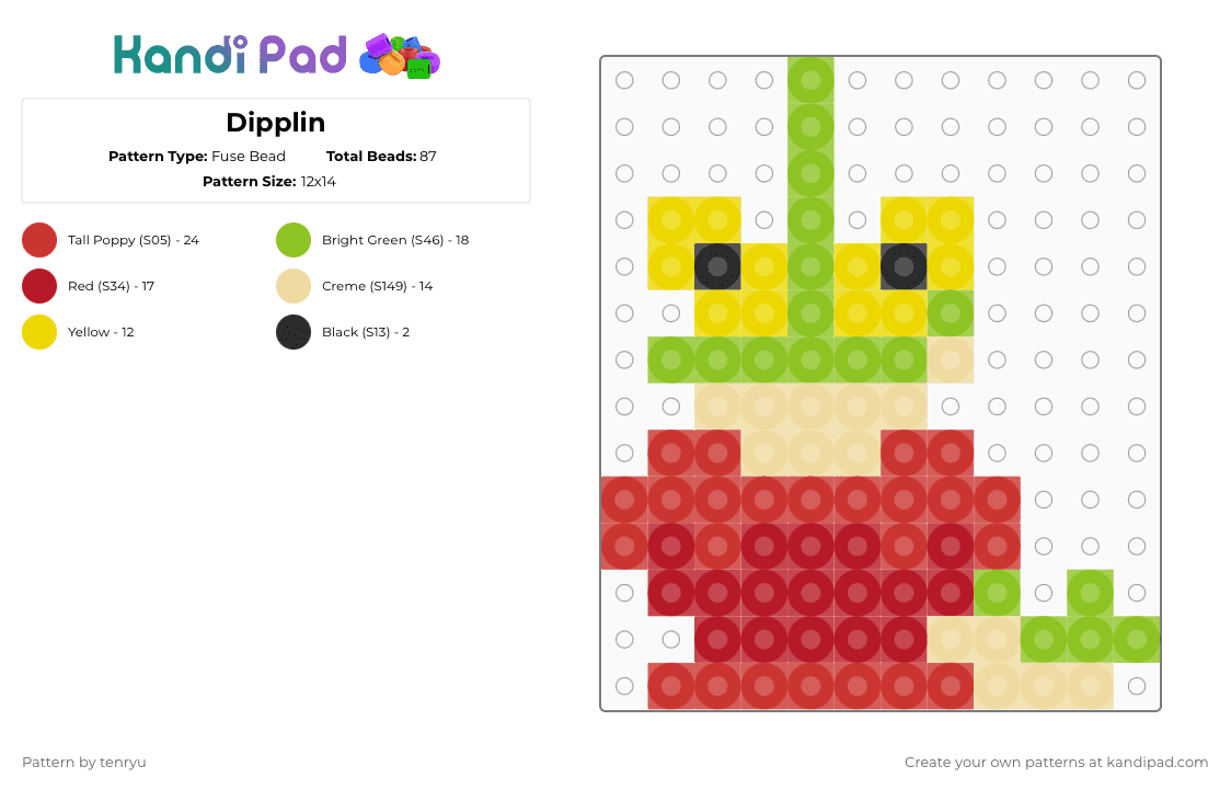 Dipplin - Fuse Bead Pattern by tenryu on Kandi Pad - red