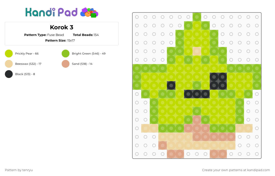 Korok 3 - Fuse Bead Pattern by tenryu on Kandi Pad - green