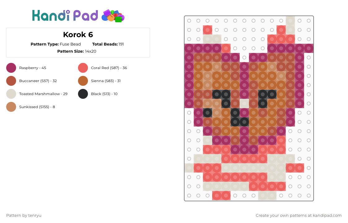 Korok 6 - Fuse Bead Pattern by tenryu on Kandi Pad - red,pink