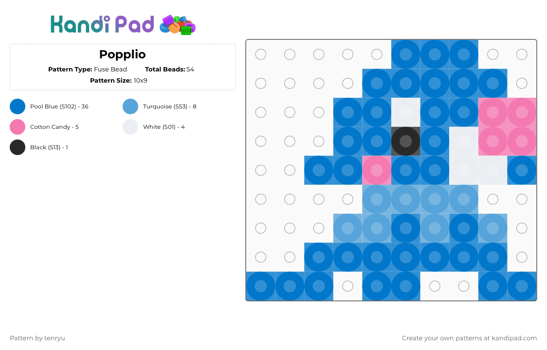 Popplio - Fuse Bead Pattern by tenryu on Kandi Pad - blue