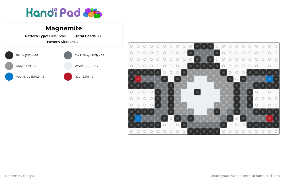 Magnemite - Fuse Bead Pattern by tenryu on Kandi Pad - gray,pokemon