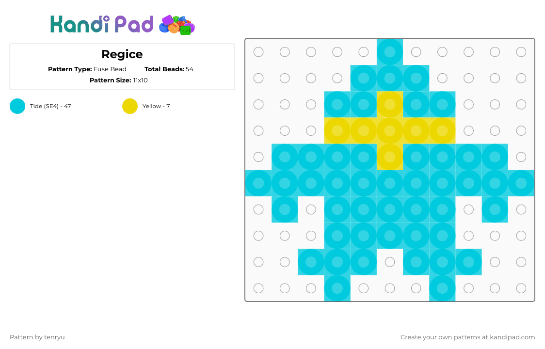 Regice - Fuse Bead Pattern by tenryu on Kandi Pad - light blue