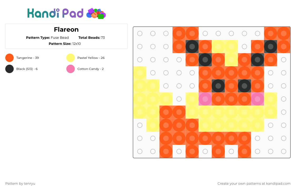 Flareon - Fuse Bead Pattern by tenryu on Kandi Pad - orange,yellow