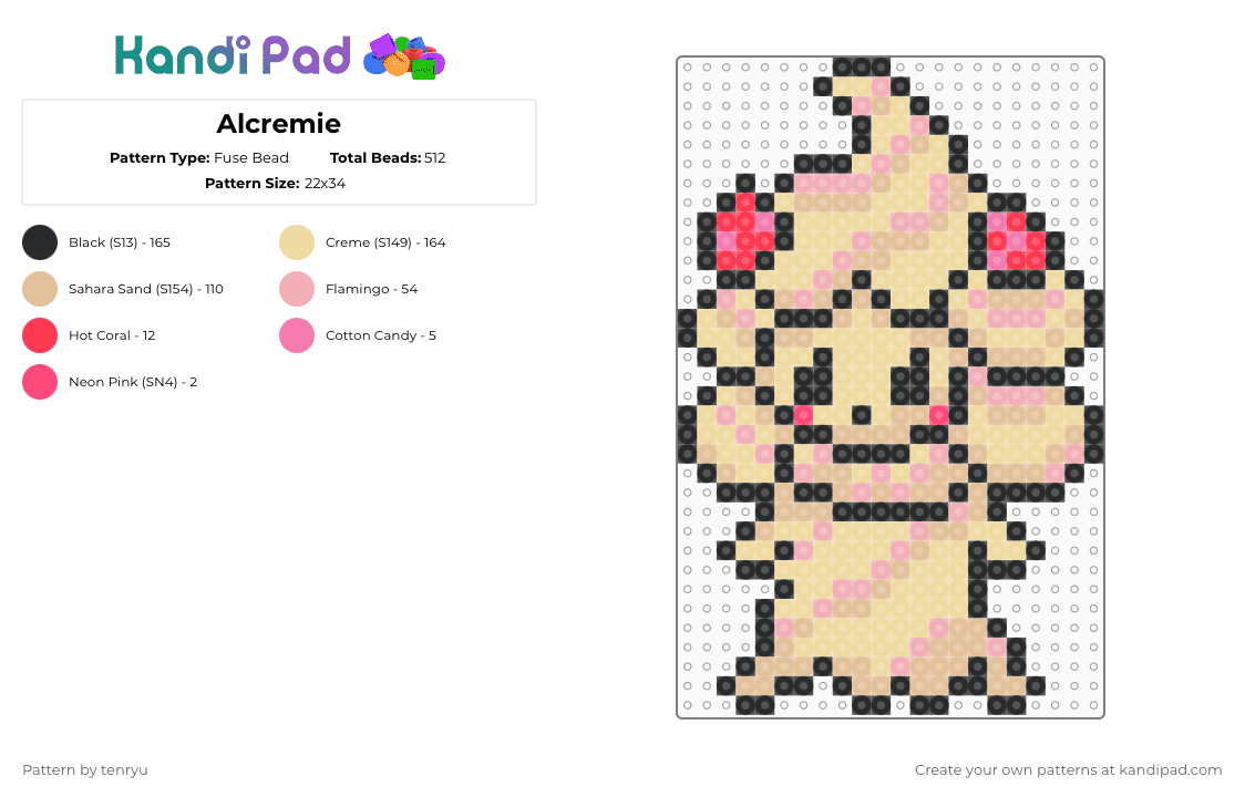 Alcremie - Fuse Bead Pattern by tenryu on Kandi Pad - beige,pokemon