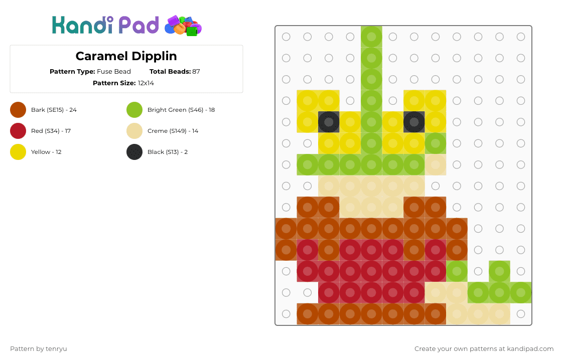 Caramel Dipplin - Fuse Bead Pattern by tenryu on Kandi Pad - red
