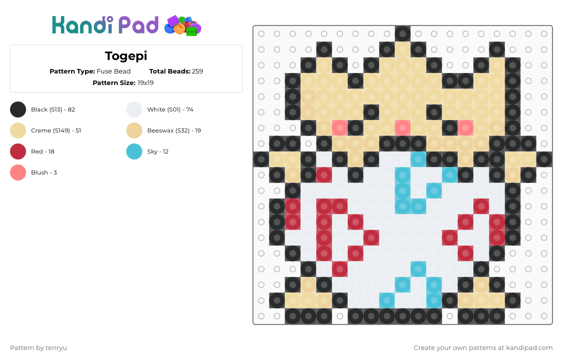 Togepi - Fuse Bead Pattern by tenryu on Kandi Pad - beige,pokemon