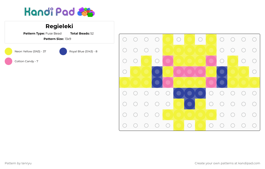 Regieleki - Fuse Bead Pattern by tenryu on Kandi Pad - yellow