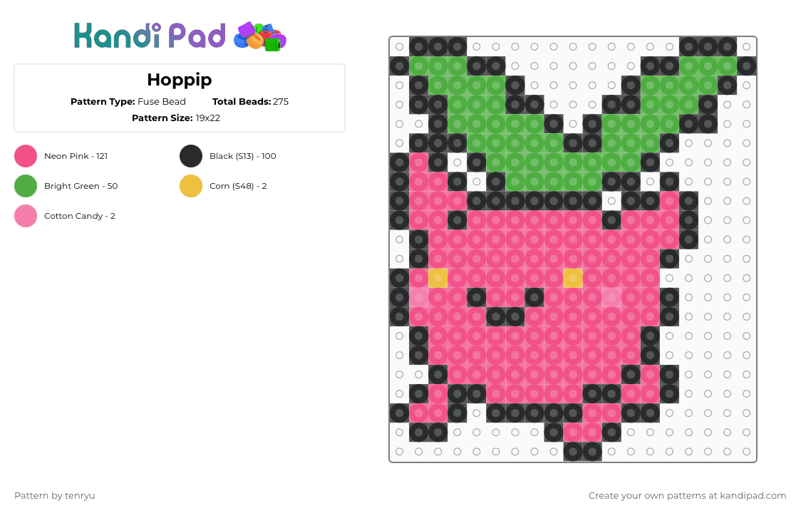 Hoppip - Fuse Bead Pattern by tenryu on Kandi Pad - pink