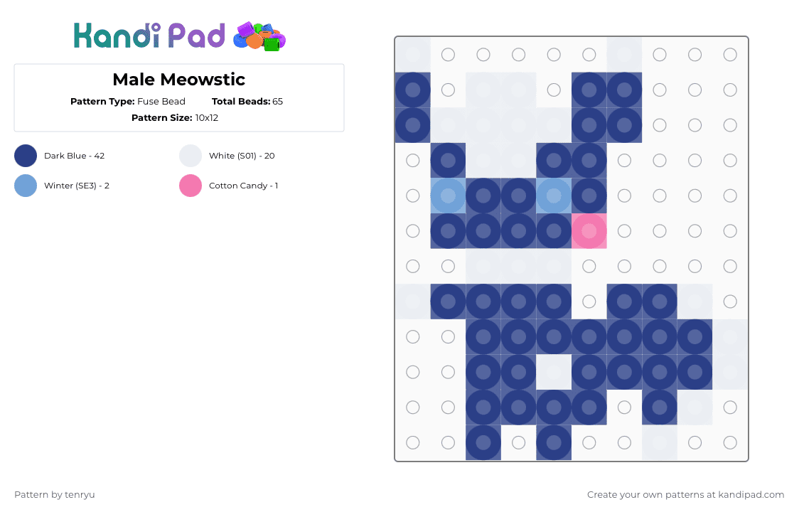 Male Meowstic - Fuse Bead Pattern by tenryu on Kandi Pad - blue