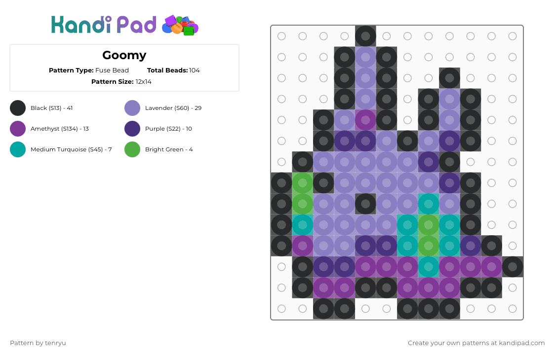 Goomy - Fuse Bead Pattern by tenryu on Kandi Pad - pink