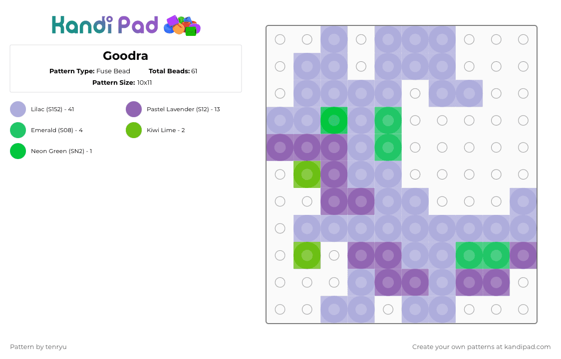 Goodra - Fuse Bead Pattern by tenryu on Kandi Pad - 