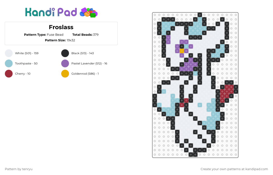 Froslass - Fuse Bead Pattern by tenryu on Kandi Pad - white,light blue,pokemon