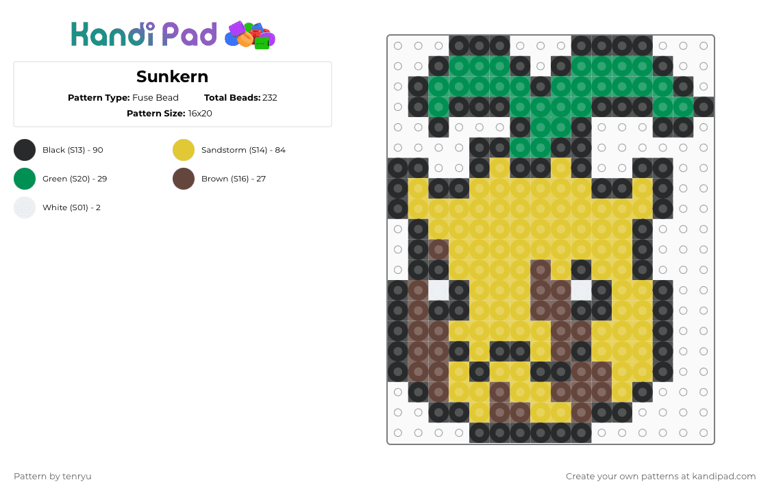 Sunkern - Fuse Bead Pattern by tenryu on Kandi Pad - yellow