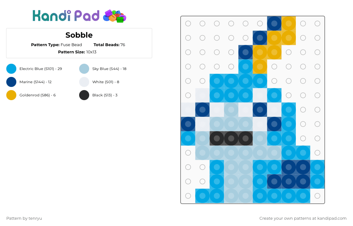Sobble - Fuse Bead Pattern by tenryu on Kandi Pad - light blue