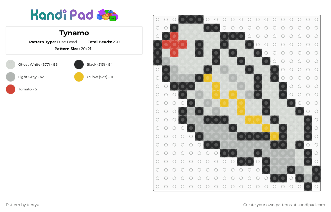 Tynamo - Fuse Bead Pattern by tenryu on Kandi Pad - white,beige,pokemon