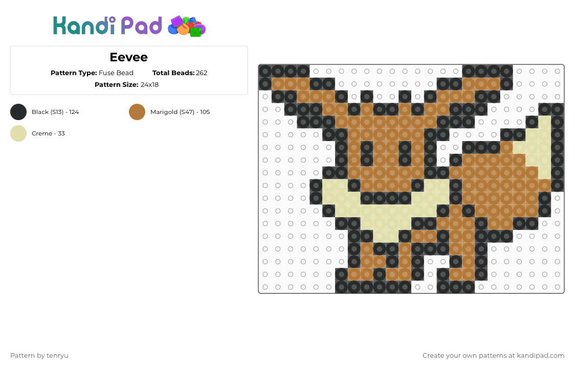 Eevee - Fuse Bead Pattern by tenryu on Kandi Pad - tan