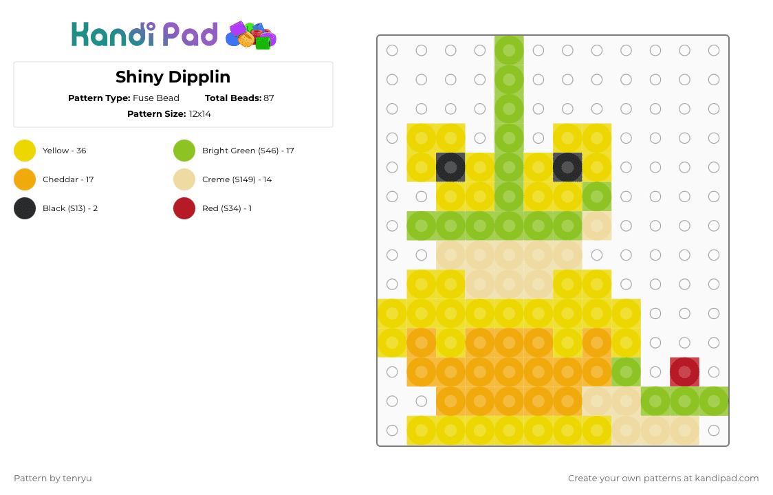 Shiny Dipplin - Fuse Bead Pattern by tenryu on Kandi Pad - green,yellow,orange